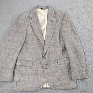 Vintage J Riggings Blazer Mens 40R Gray Plaid Tweed 2 Button Sport Coat Made USA